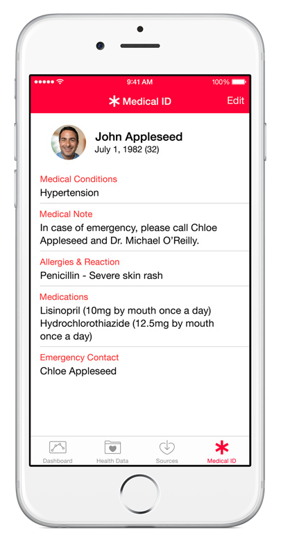 ios 8 medical id card